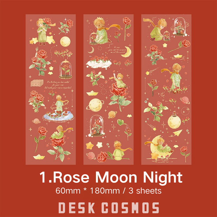 Rose Moon Night Journal Stickers with 3D Gold Foil