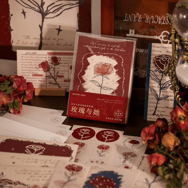 Rose and Her Series Cute Stationery Set with Envelopes and Bookmarks