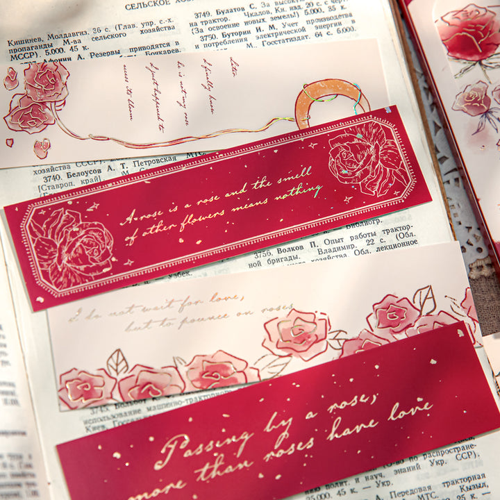 Rose of Name Artistic Bookmark Pack Gold Foil Floral Accents