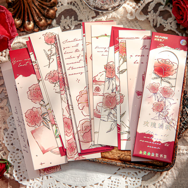 Rose of Name Floral Art Bookmarks with Gold Stamping Gift for Readers