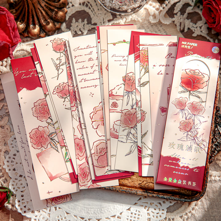 Rose of Name Floral Art Bookmarks with Gold Stamping Gift for Readers