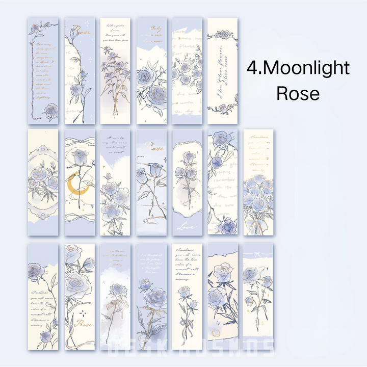 Rose of Name Moonlight Rose Gold Foil Bookmarks Night Bloom Design