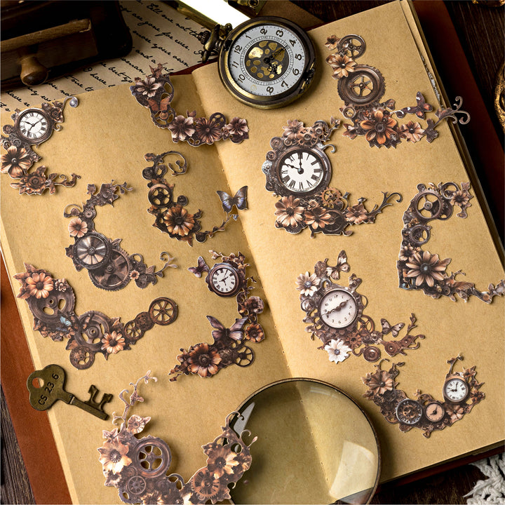 Rusty Teeth Time Antique Stickers for Journal Decor