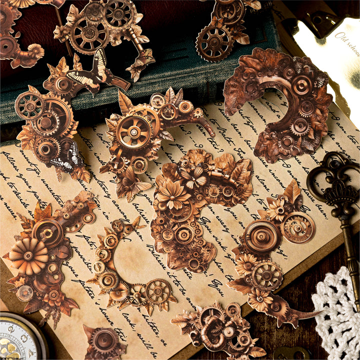 Rusty Teeth Time Steampunk Decorative Stickers Paper Pack