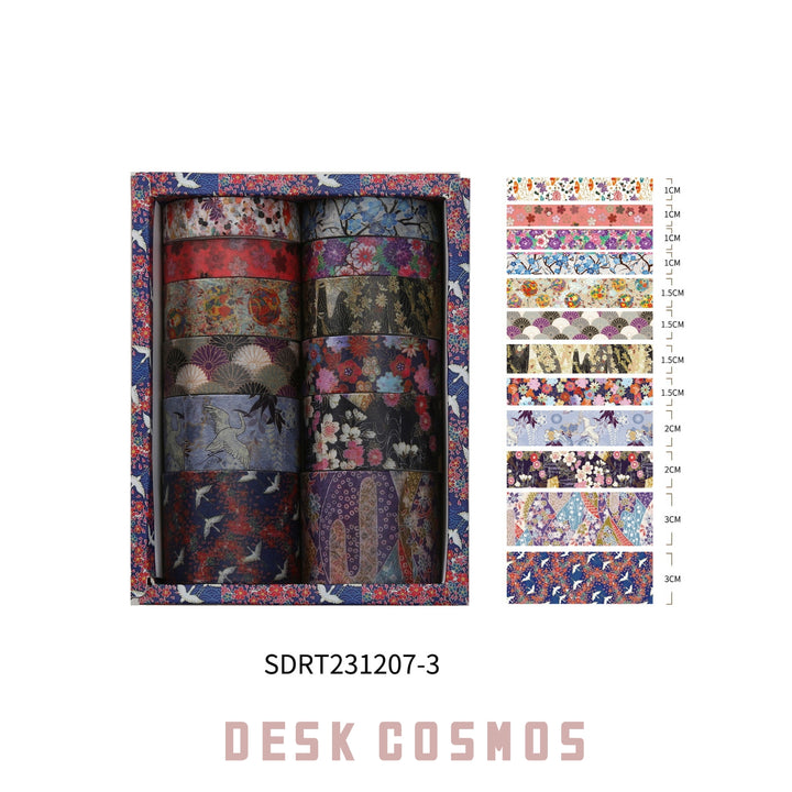History of Kyoto Tape Set Retro Floral Washi Tapes for Journal Crafting