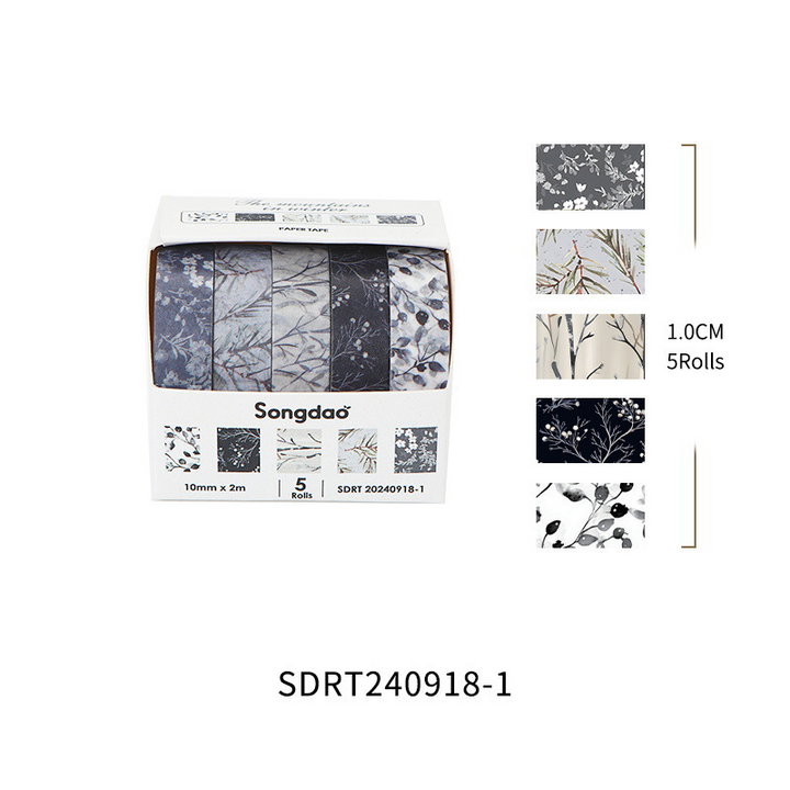 Floral Washi Tape Set Winter Wilderness Series Floral Decorative Washi Tapes