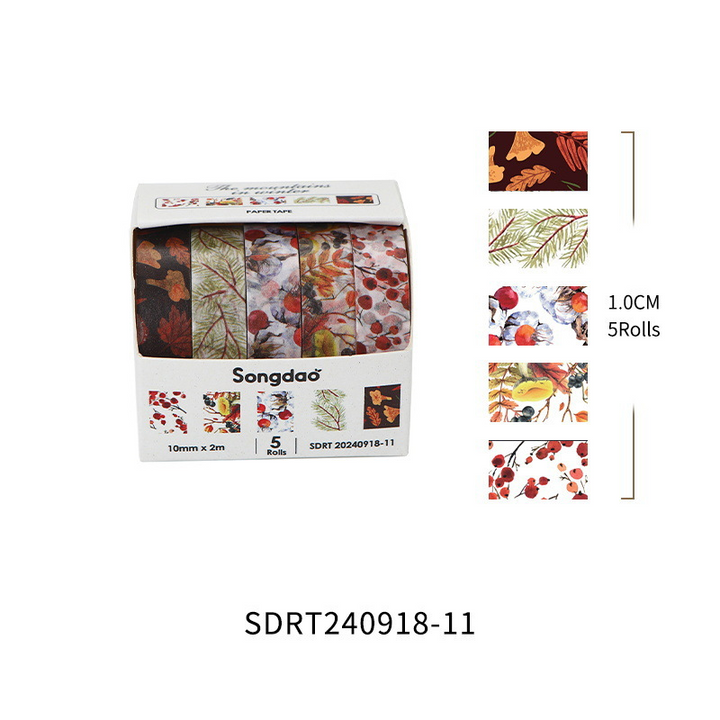 Winter Wilderness Series Floral Washi Tape Set Light Washi Tapes for Crafts