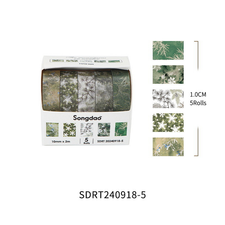 Winter Wilderness Series Floral Washi Tape Set Rustic Washi Tapes for Scrapbooks