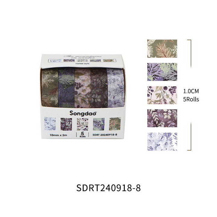 Winter Wilderness Series Floral Washi Tape Set Perfect for Personalization