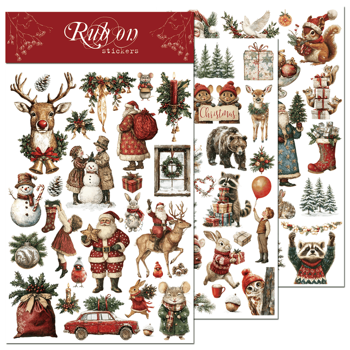 Christmas Santa Animal Transfer Stickers - Desk Cosmos