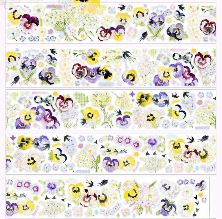 White Yellow Purple Floral Die - cut Tape - Desk Cosmos