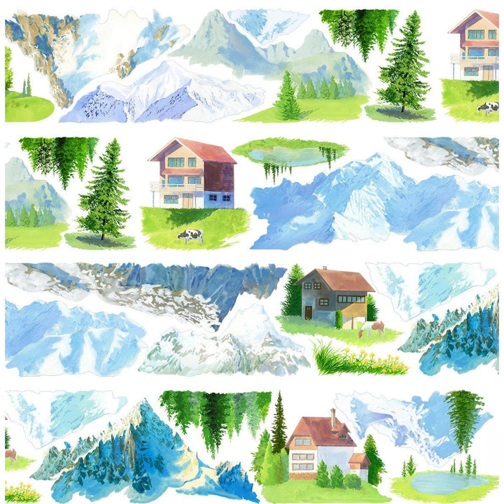 Green on the Snowy Peaks – PET Scenery Tape - Desk Cosmos