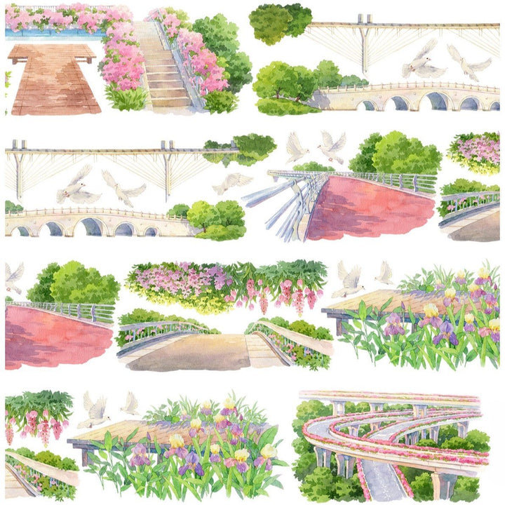 Floral Hanging Walkway Scenery PET Tape - Desk Cosmos