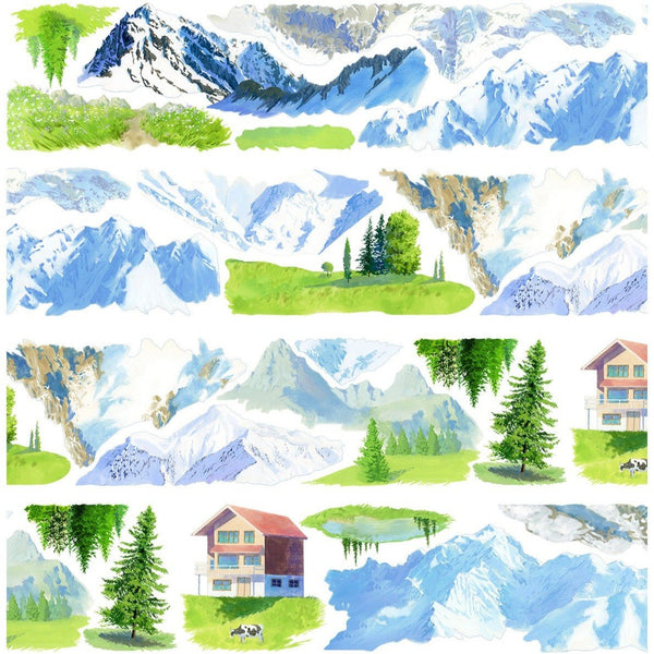 Green on the Snowy Peaks – PET Scenery Tape - Desk Cosmos