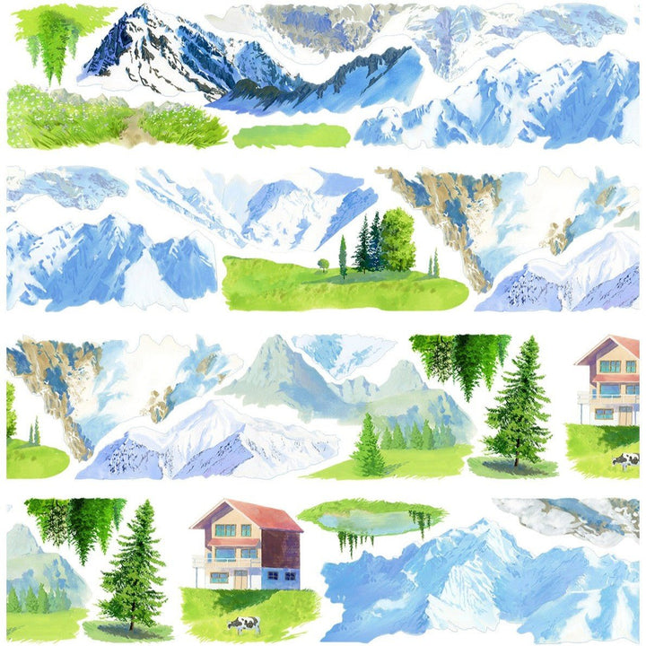 Green on the Snowy Peaks – PET Scenery Tape - Desk Cosmos