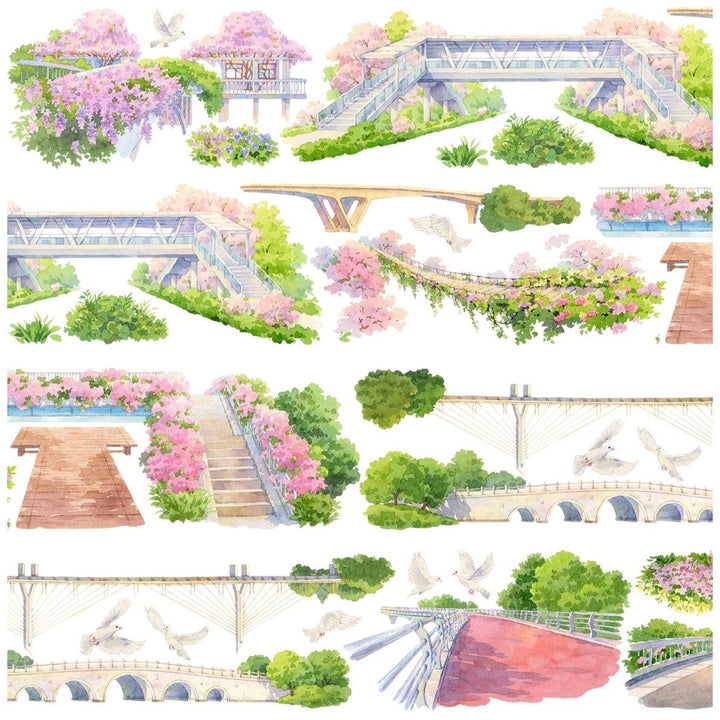 Floral Hanging Walkway Scenery PET Tape - Desk Cosmos