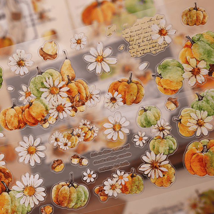 Vintage Pumpkin Floral Die - cut PET Tape - Desk Cosmos