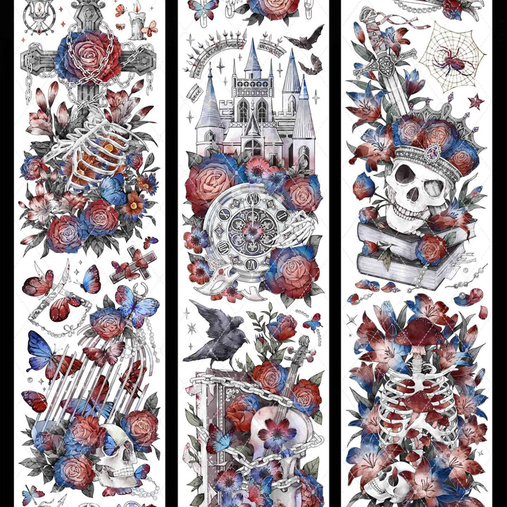 Gothic Skeleton Blood Red Rose Tape - Desk Cosmos