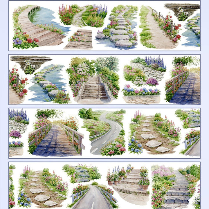 Blooming Path PET Decorative Tape - Desk Cosmos