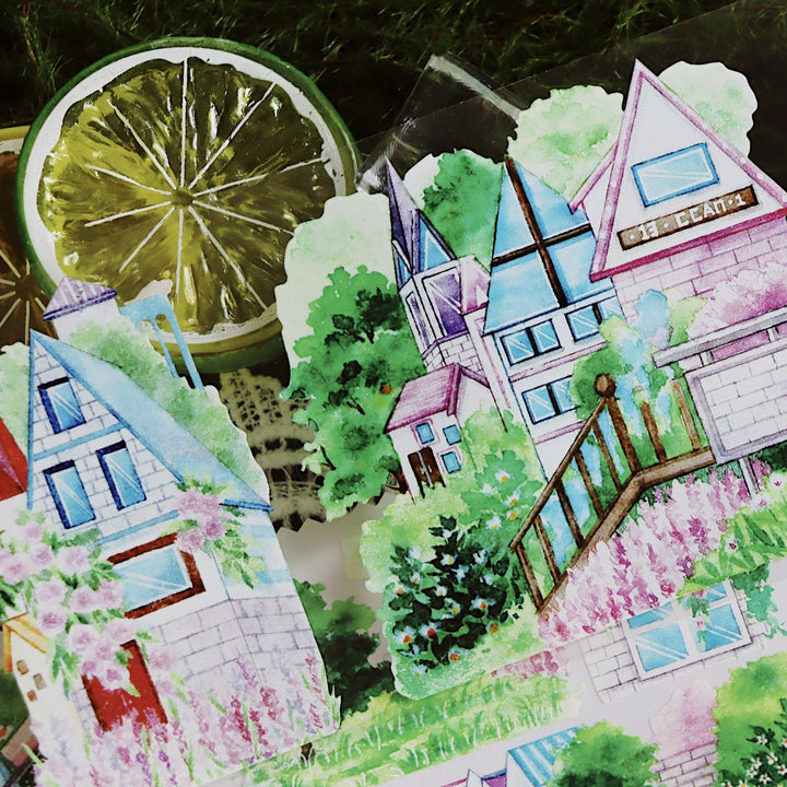 Sakura Scenery Tape Seaside City Collage Material