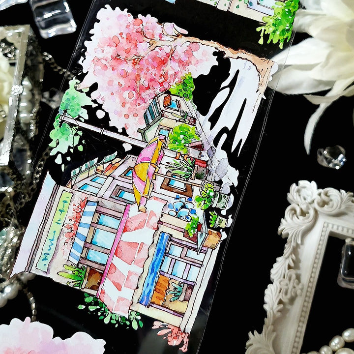 Sakura Street PET Tape Scenery Flower Japanese Style Artistic Planner