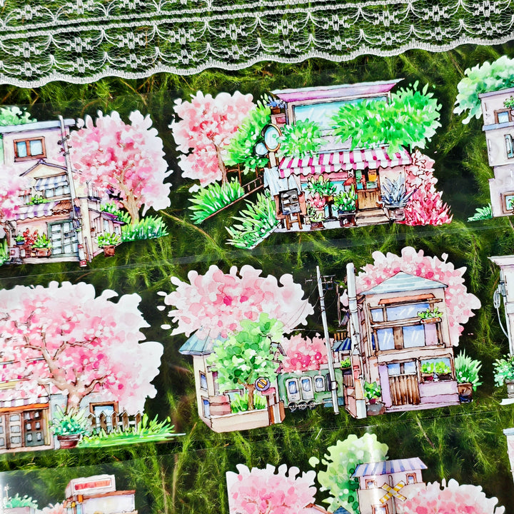 Sakura Street PET Tape Scenery Flower Japanese Style Scrapbook