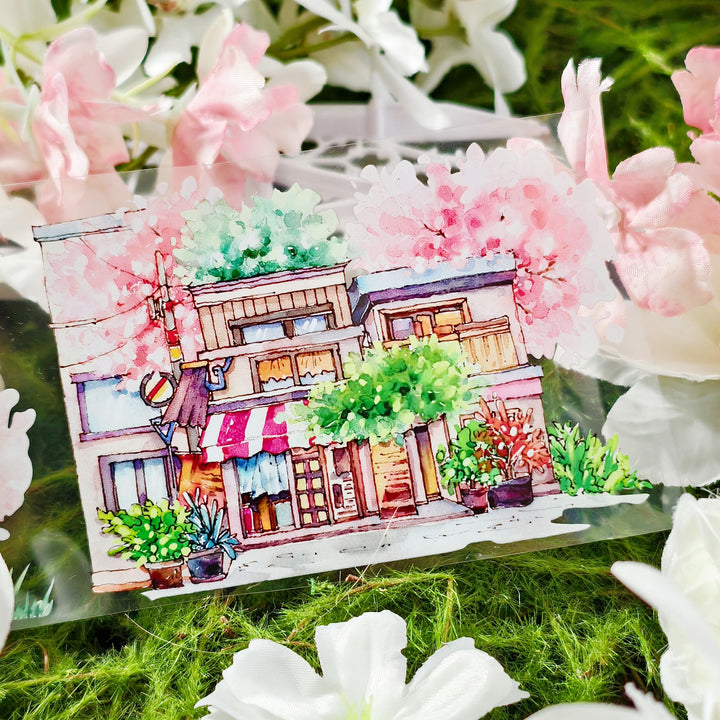 Sakura Street Scenery PET Tape Flower Japanese Style Colorful