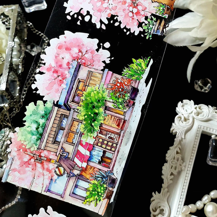 Sakura Street Scenery PET Tape Flower Japanese Style Planner Craft