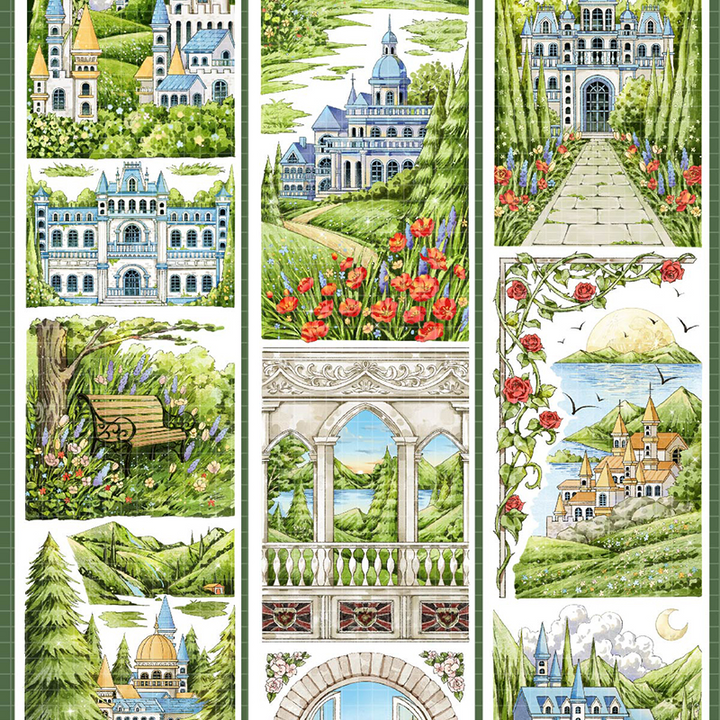 Scenery PET Tape Garden Castle flower details