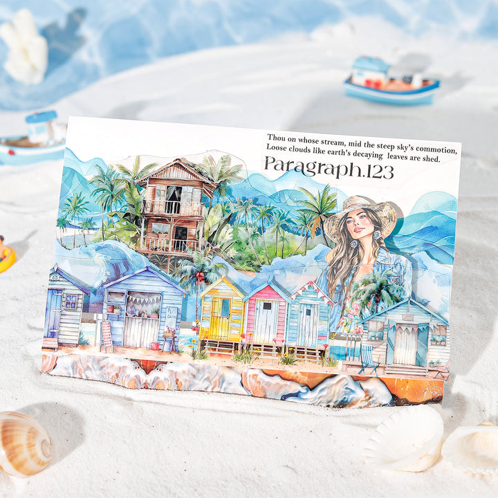Scenery PET Tape Sea and Shore Natural Collage Style