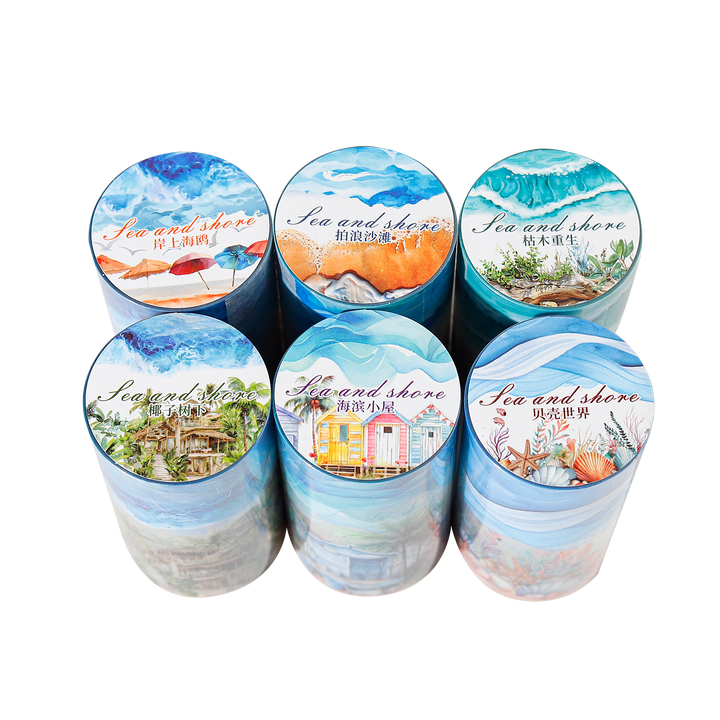 Scenery PET Tape Sea and Shore Seamless Background
