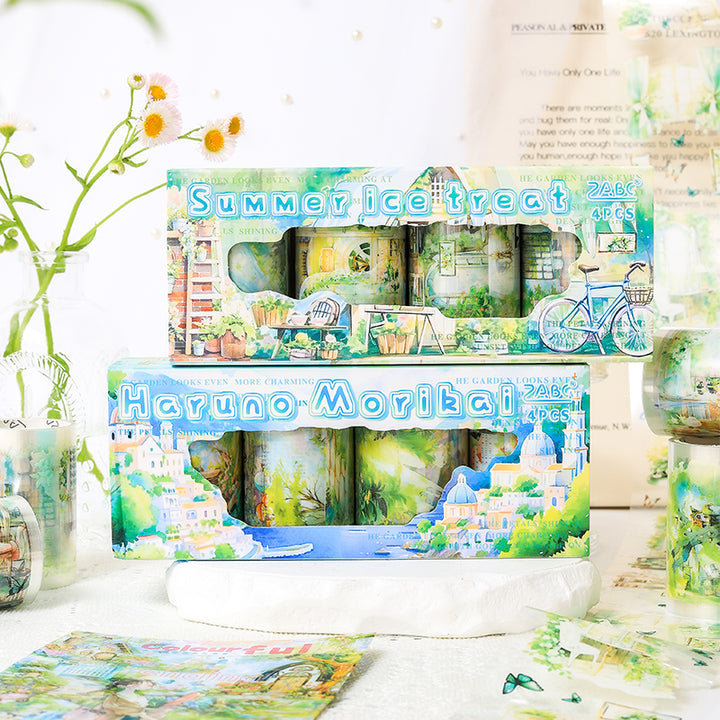 Scenery Tape Green Forest Evening Countryside Sketch Style Tape