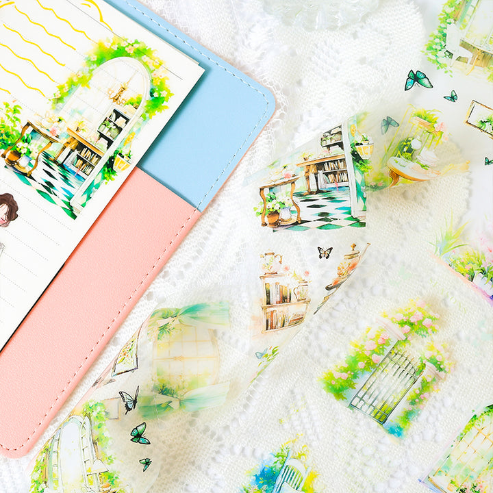 Green Forest Evening Floral Scene Tape for Personalized Diaries