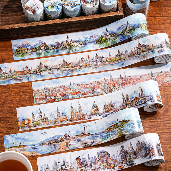 Scenery along the way PET Tapes City Countryside Travel Journal Decoration