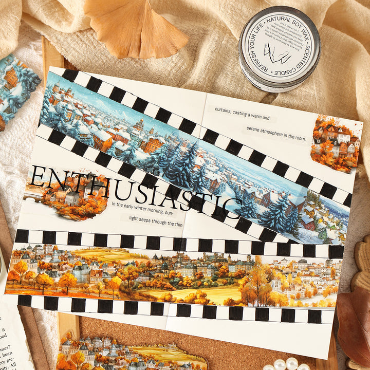 Season Market Era Background PET Stickers Perfect for Handmade Cards
