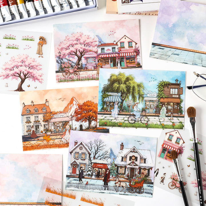 Seasonal Illustrated Series Cardstock Stickers for Journaling and Decor