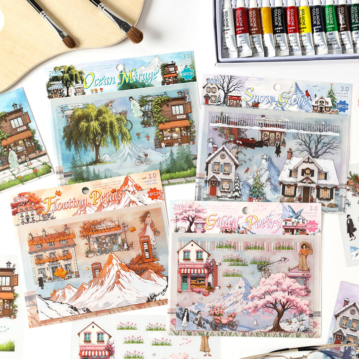 Seasonal Illustrated Series PET Matte Decorative Stickers for Planners