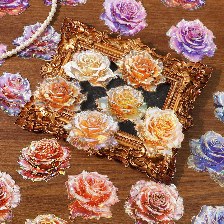 Shell Light Ice Crystal Rose Series Journaling PET Stickers