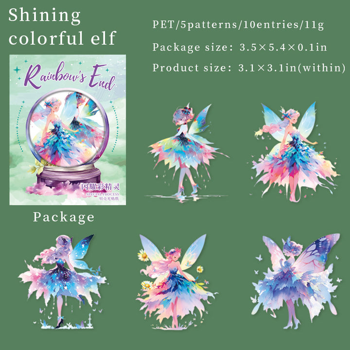 Shining Colorful Elf Shell Polishing Sticker for Journal Crafting