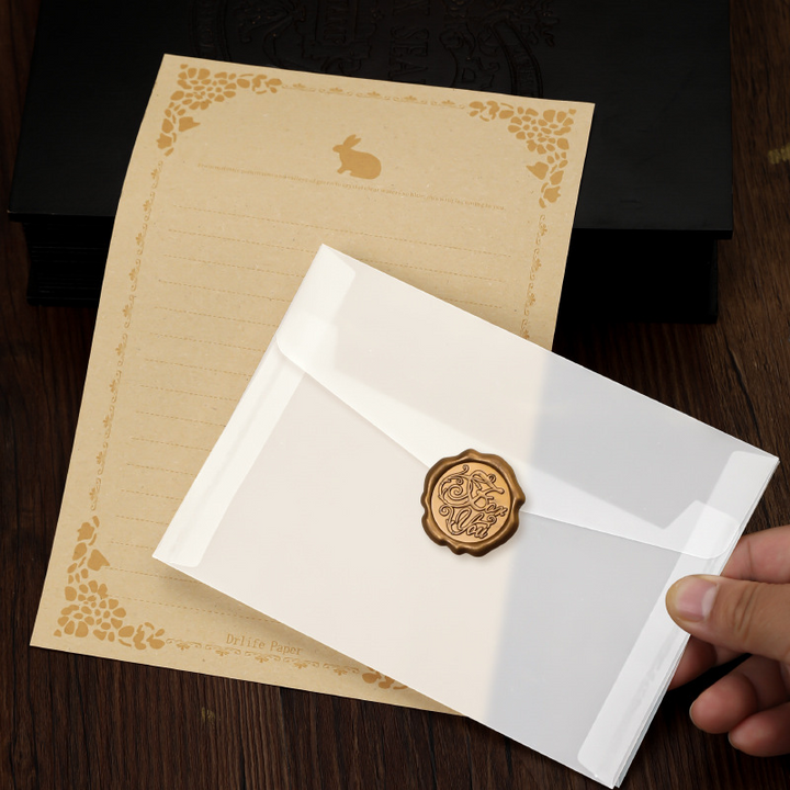 Sincere Heart Minimalist Tracing Paper Envelope Artistic Calligraphy Detailed Image