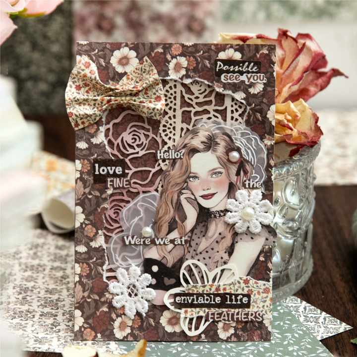 Slowly Happy Background Paper for Retro Craft Projects