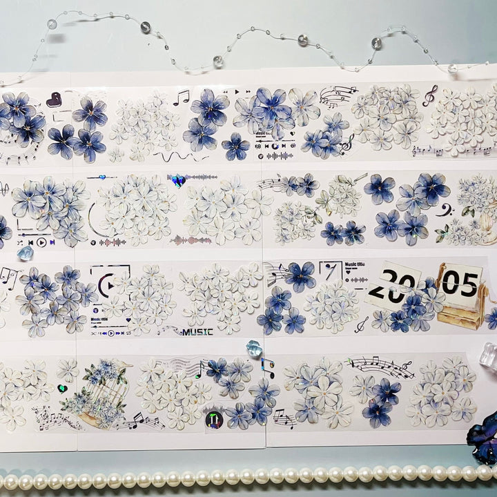 Snow Blue Flower Tape PET Romantic Stationery Supplies