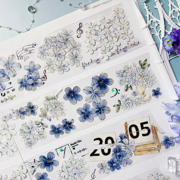 Snow Blue PET Tape Blue Romance Decorative Style