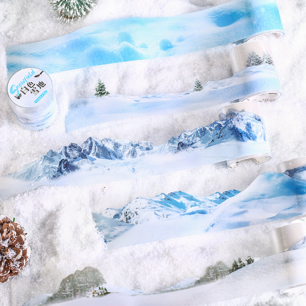 Snow field PET Tape with Snow Mountain Design for Winter Journaling