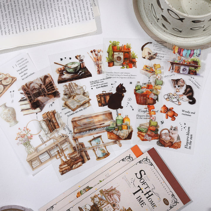 Soft Home Time dual texture sticker pack with home decor themes