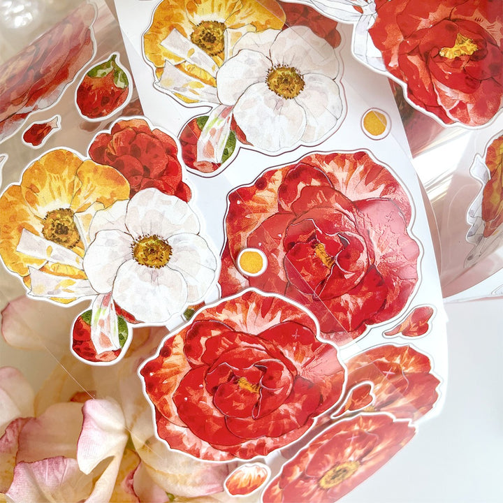 Spring Bloom Romance PET Tape Vintage Flowers Handcraft