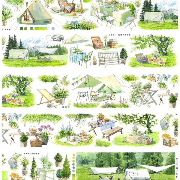 Spring Camping In The Wild PET Tape Daily Life Suitable For Journal Lovers