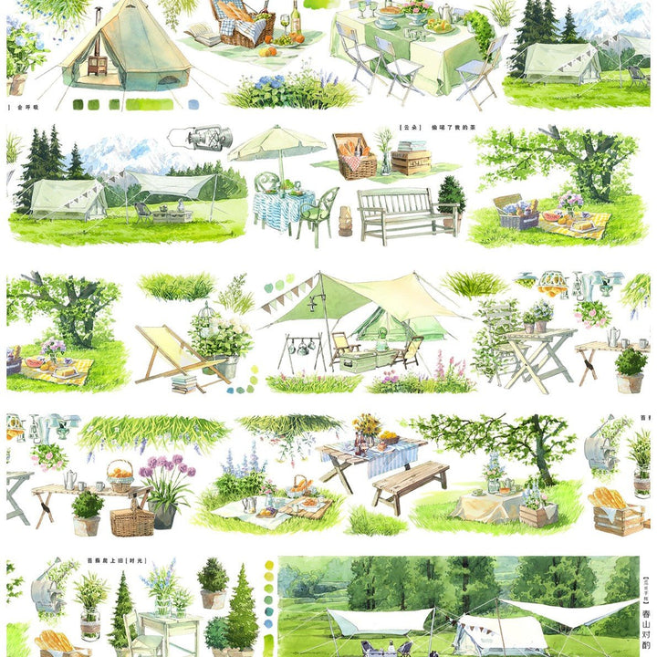 Spring Camping In The Wild PET Tape Daily Life Suitable For Journal Lovers