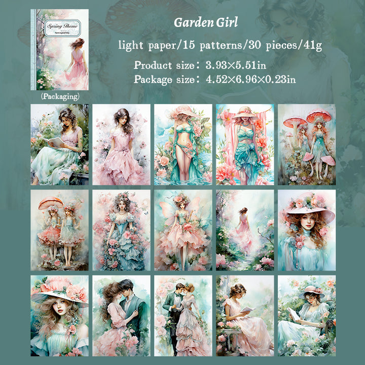 Spring Girl Animal Plant Stickers
