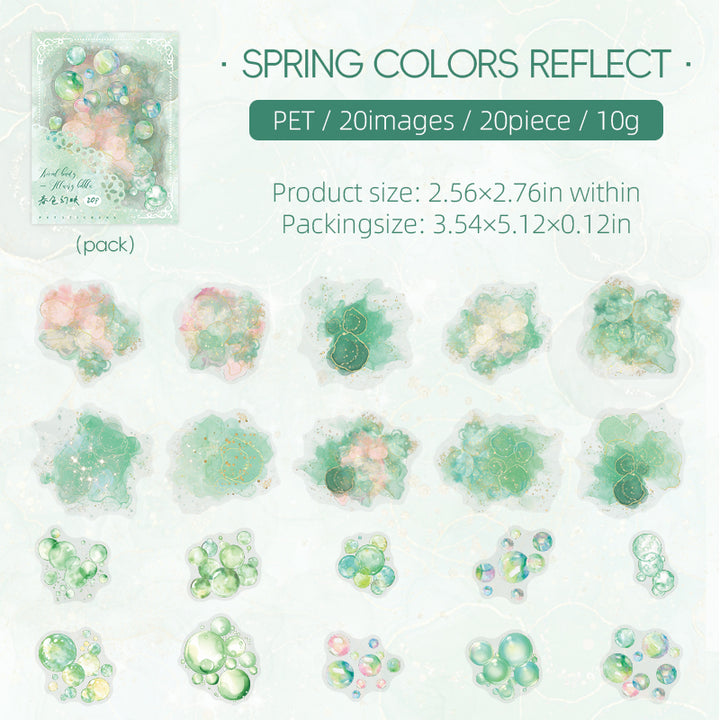 Spring Colors Reflect Watercolor Bubble Stickers for Scrapbooking